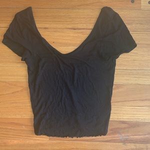 Black Ribbed Crop Top